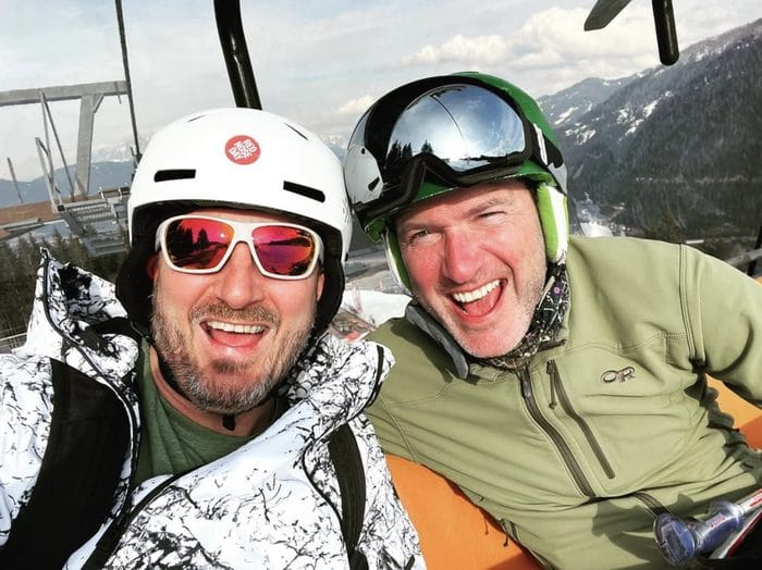 Adrian Hancock on a ski lift